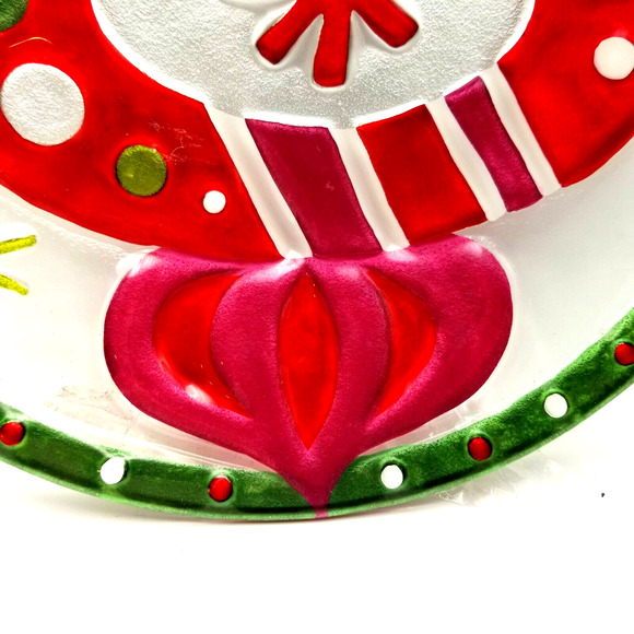 Hand Blown Fused Glass Christmas Bulb Plate Silvestri by Lori Siebert 12" - Picture 4 of 11
